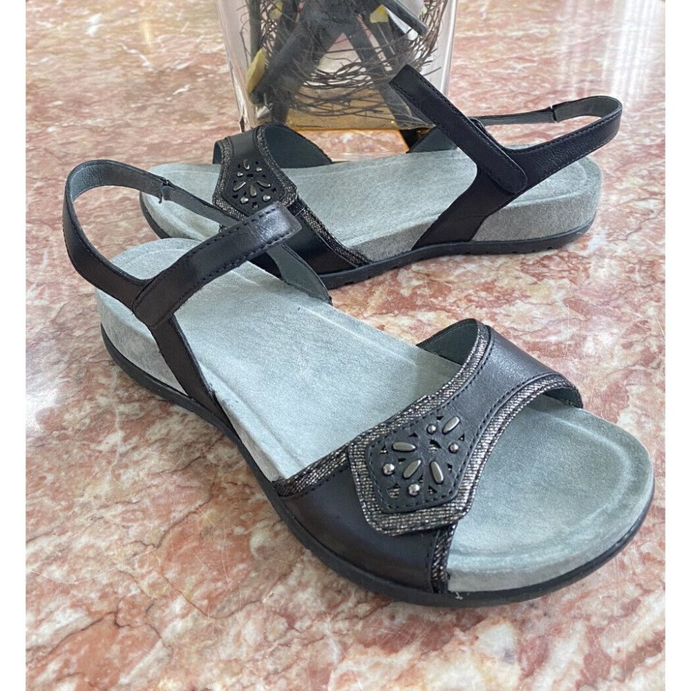 New Dansko Blythe Black Leather Flat Sandals‎ Size 39/US 8.5-9, $129